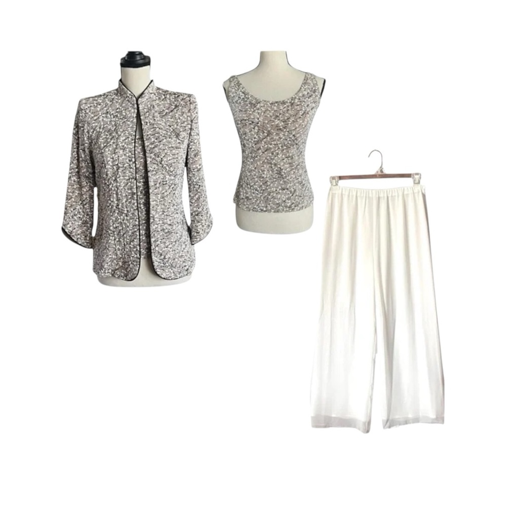Alex Evenings Printed Shimmering twinset with Palazzo pants.SZ,S&M